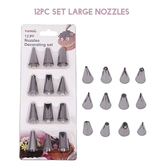 12PCS/Set Large Stainless Steel Cake Decoration Nozzle