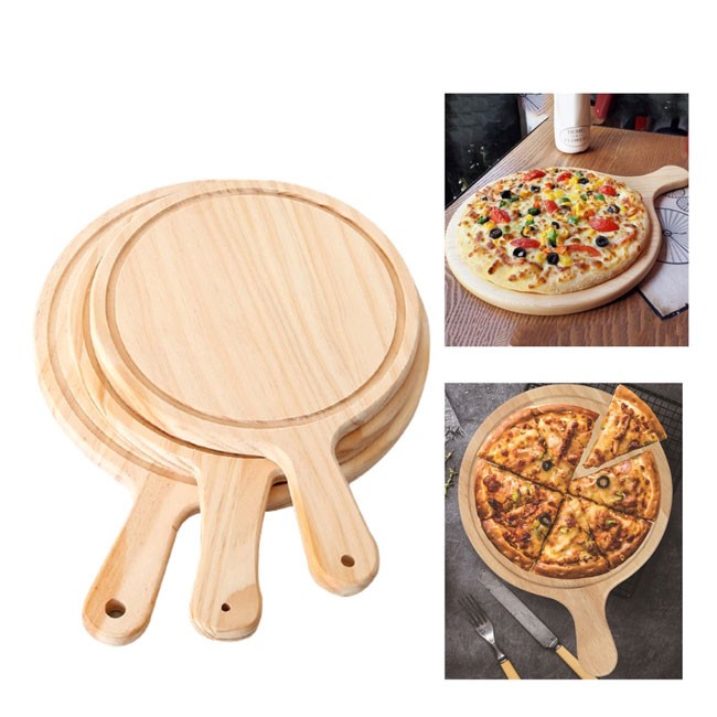 Wooden Round Pizza Tray With Handle