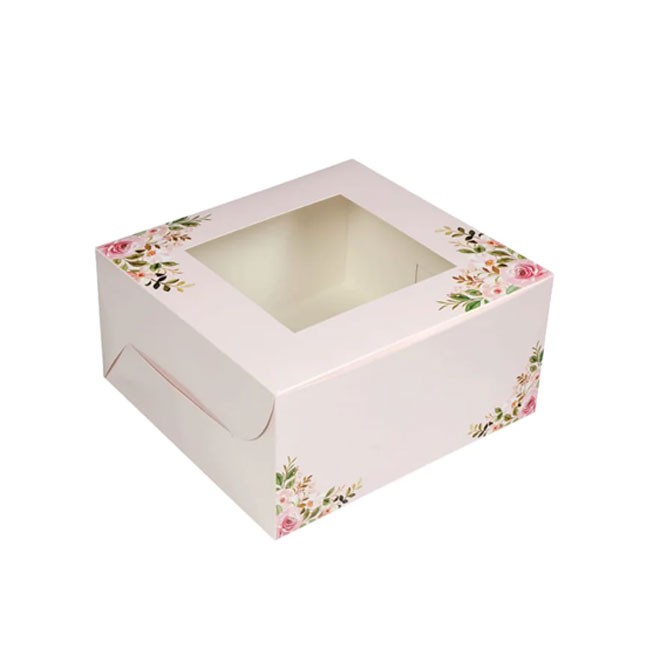 Rose Print Special Transparent Window Folding Cake box 8Inch & 10Inch